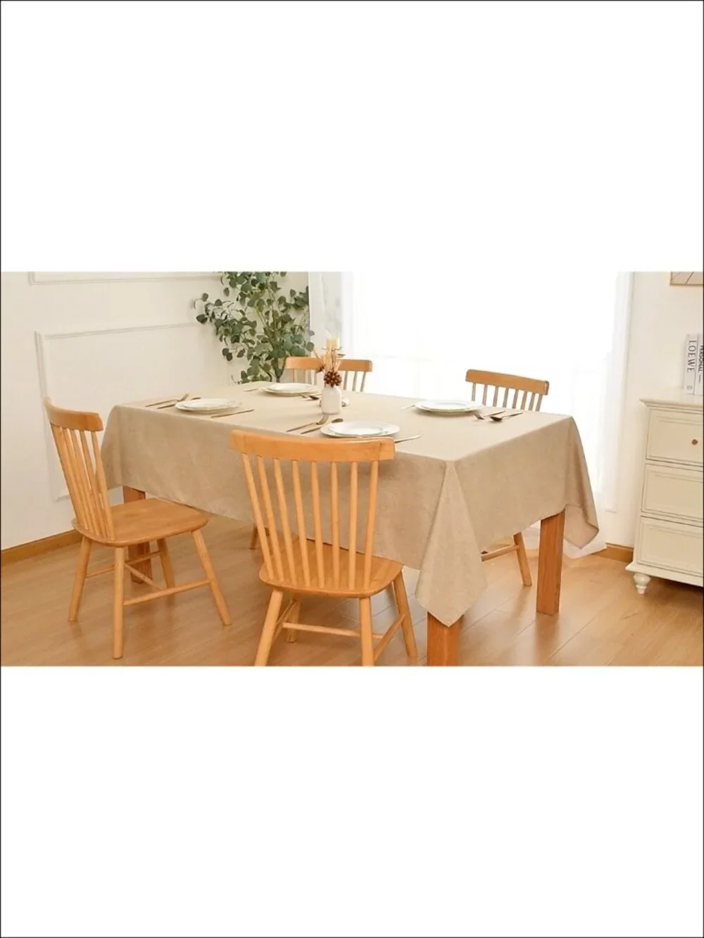 Faux Linen Rectangle Tablecloth 60x120 Spill Resistant Dining